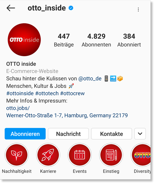 Instagram Business Profil: otto
