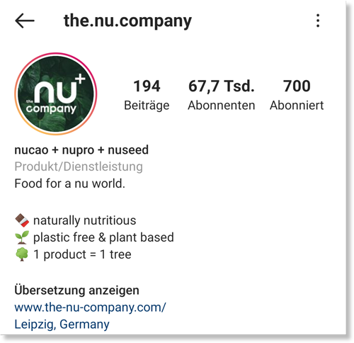 Instagram Business Profil: the nu company